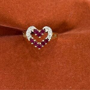 Elegant Heart-Shaped Ruby and Diamond Ring
